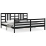 Bed frame with black solid wood headboard 200x200 cm by vidaXL, Beds and slatted bases - Ref: Foro24-3193945, Price: 166,70 €...