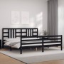 Bed frame with black solid wood headboard 200x200 cm by vidaXL, Beds and slatted bases - Ref: Foro24-3193945, Price: 166,70 €...