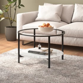 Black tempered glass and white marble coffee table, 70 cm by vidaXL, Side tables - Ref: Foro24-331620, Price: 99,99 €, Discou...