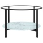 Mesa de centro vidrio templado negro y mármol blanco 70 cm de vidaXL, Mesas auxiliares - Ref: Foro24-331620, Precio: 98,97 €,...