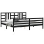 Bed frame with black solid wood headboard 200x200 cm by vidaXL, Beds and slatted bases - Ref: Foro24-3193945, Price: 166,70 €...