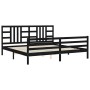 Bed frame with black solid wood headboard 200x200 cm by vidaXL, Beds and slatted bases - Ref: Foro24-3193945, Price: 166,70 €...