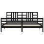 Bed frame with black solid wood headboard 200x200 cm by vidaXL, Beds and slatted bases - Ref: Foro24-3193945, Price: 166,70 €...