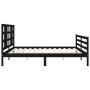 Bed frame with black solid wood headboard 200x200 cm by vidaXL, Beds and slatted bases - Ref: Foro24-3193945, Price: 166,70 €...