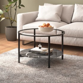 Mesa de centro vidrio templado negro y mármol negro 70 cm de vidaXL, Mesas auxiliares - Ref: Foro24-331619, Precio: 98,97 €, ...