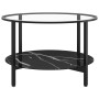 Black tempered glass and black marble coffee table 70 cm by vidaXL, Side tables - Ref: Foro24-331619, Price: 98,97 €, Discoun...