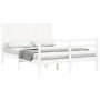 White solid wood bed frame with headboard 120x200 cm by vidaXL, Beds and slatted bases - Ref: Foro24-3194502, Price: 169,87 €...