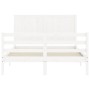 White solid wood bed frame with headboard 120x200 cm by vidaXL, Beds and slatted bases - Ref: Foro24-3194502, Price: 169,87 €...