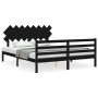 Estructura de cama con cabecero madera maciza negro 160x200 cm de vidaXL, Camas y somieres - Ref: Foro24-3195300, Precio: 157...