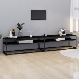 TV stand with black tempered glass 220x40x40.5 cm by vidaXL, TV Furniture - Ref: Foro24-331731, Price: 144,80 €, Discount: %