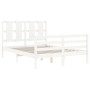 White solid wood bed frame with headboard 120x200 cm by vidaXL, Beds and slatted bases - Ref: Foro24-3194112, Price: 128,47 €...