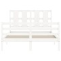 White solid wood bed frame with headboard 120x200 cm by vidaXL, Beds and slatted bases - Ref: Foro24-3194112, Price: 128,47 €...