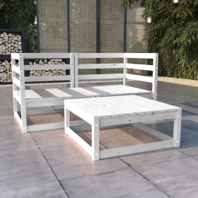 Set de salón de jardín de 3 piezas blanco madera maciza pino de vidaXL, Conjuntos de jardín - Ref: Foro24-3075250, Precio: 14...