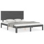 Estructura de cama matrimonio con cabecero madera maciza gris de vidaXL, Camas y somieres - Ref: Foro24-3193668, Precio: 170,...