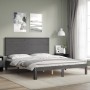 Estructura de cama matrimonio con cabecero madera maciza gris de vidaXL, Camas y somieres - Ref: Foro24-3193668, Precio: 170,...