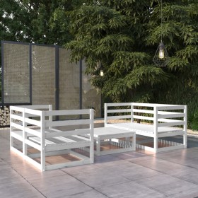 5-teiliges Garten-Lounge-Set aus weißem massivem Kiefernholz von vidaXL, Gartensets - Ref: Foro24-3075255, Preis: 242,99 €, R...