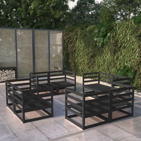 Gartenmöbel-Set 8-teilig und Kissen aus schwarzem Kiefernholz von vidaXL, Gartensets - Ref: Foro24-3075288, Preis: 476,99 €, ...