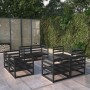 Juego de muebles de jardín 8 pzas y cojines negro madera pino de vidaXL, Conjuntos de jardín - Ref: Foro24-3075288, Precio: 4...