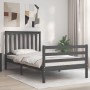 Estructura de cama con cabecero madera maciza gris 100x200 cm de vidaXL, Camas y somieres - Ref: Foro24-3194238, Precio: 120,...