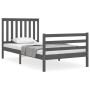 Estructura de cama con cabecero madera maciza gris 100x200 cm de vidaXL, Camas y somieres - Ref: Foro24-3194238, Precio: 120,...