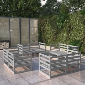 Muebles de jardín 8 piezas gris madera de pino maciza de vidaXL, Conjuntos de jardín - Ref: Foro24-3075286, Precio: 378,99 €,...