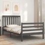 Estructura de cama con cabecero madera maciza gris 100x200 cm de vidaXL, Camas y somieres - Ref: Foro24-3194238, Precio: 120,...