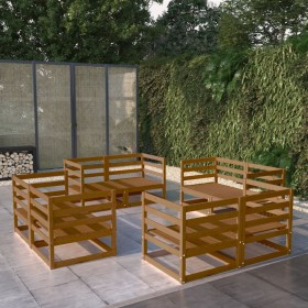 Garden furniture 8 pieces and cushions honey brown pine wood by vidaXL, Garden sets - Ref: Foro24-3075287, Price: 485,11 €, D...