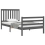 Estructura de cama con cabecero madera maciza gris 100x200 cm de vidaXL, Camas y somieres - Ref: Foro24-3194238, Precio: 120,...