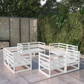 8-piece garden lounge set white solid pine wood by vidaXL, Garden sets - Ref: Foro24-3075285, Price: 380,33 €, Discount: %