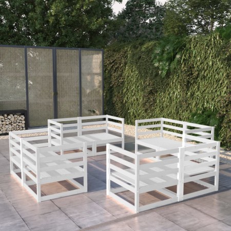 Set de salón de jardín de 8 piezas blanco madera maciza de pino de vidaXL, Conjuntos de jardín - Ref: Foro24-3075285, Precio:...