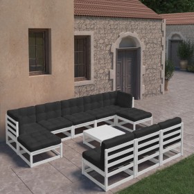 11-piece garden furniture set with white pine wood cushions by vidaXL, Garden sets - Ref: Foro24-3077150, Price: 797,98 €, Di...