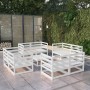 Set de salón de jardín de 9 piezas blanco madera maciza pino de vidaXL, Conjuntos de jardín - Ref: Foro24-3075290, Precio: 43...