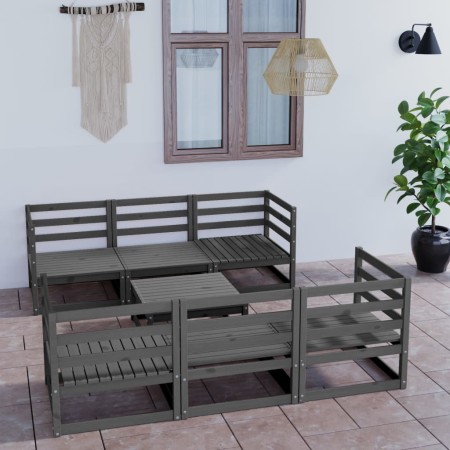 Juego de muebles de jardín 7 piezas gris madera maciza de pino de vidaXL, Conjuntos de jardín - Ref: Foro24-3075336, Precio: ...