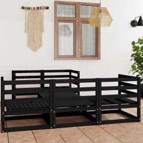 Garden furniture set 6 pieces black solid pine wood by vidaXL, Garden sets - Ref: Foro24-3075333, Price: 340,51 €, Discount: %