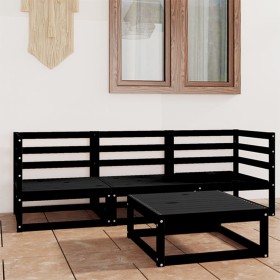 Garden furniture set 4 pieces black solid pine wood by vidaXL, Garden sets - Ref: Foro24-3075328, Price: 221,99 €, Discount: %