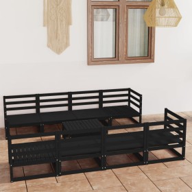 Garden furniture set 9 pieces black solid pine wood by vidaXL, Garden sets - Ref: Foro24-3075378, Price: 622,38 €, Discount: %