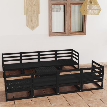 Juego de muebles de jardín 9 piezas negro madera maciza de pino de vidaXL, Conjuntos de jardín - Ref: Foro24-3075378, Precio:...