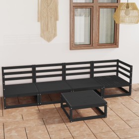 Garden furniture set 5 pieces black solid pine wood by vidaXL, Garden sets - Ref: Foro24-3075368, Price: 286,99 €, Discount: %