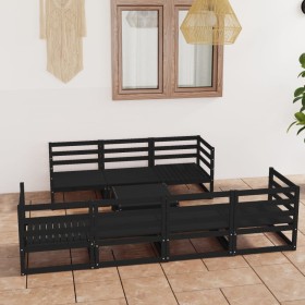 Juego de muebles de jardín 8 piezas negro madera maciza pino de vidaXL, Conjuntos de jardín - Ref: Foro24-3075373, Precio: 54...