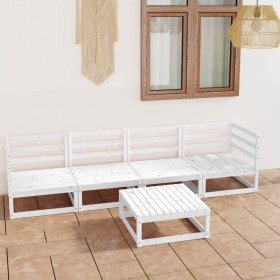 5-teiliges Garten-Lounge-Set aus weißem massivem Kiefernholz von vidaXL, Gartensets - Ref: Foro24-3075365, Preis: 229,99 €, R...