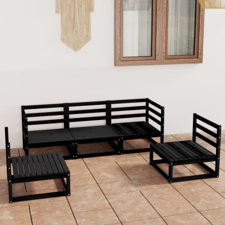 Garden furniture set 5 pieces black solid pine wood by vidaXL, Garden sets - Ref: Foro24-3075393, Price: 321,99 €, Discount: %