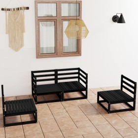 Gartenmöbel-Set 4-teilig aus schwarzem massivem Kiefernholz von vidaXL, Gartensets - Ref: Foro24-3075383, Preis: 237,99 €, Ra...