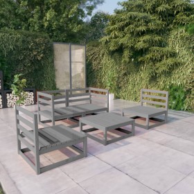 Garden furniture 5 pieces gray solid pine wood by vidaXL, Garden sets - Ref: Foro24-3075386, Price: 213,99 €, Discount: %