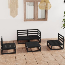 Juego de muebles de jardín 5 piezas negro madera maciza de pino de vidaXL, Conjuntos de jardín - Ref: Foro24-3075388, Precio:...