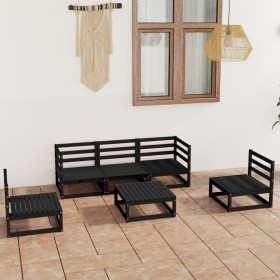 Gartenmöbel-Set 6-teilig, schwarzes massives Kiefernholz von vidaXL, Gartensets - Ref: Foro24-3075398, Preis: 403,46 €, Rabat...