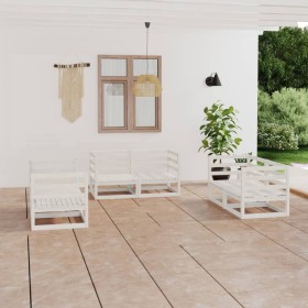 6-teiliges Garten-Lounge-Set aus weißem massivem Kiefernholz von vidaXL, Gartensets - Ref: Foro24-3075440, Preis: 284,99 €, R...