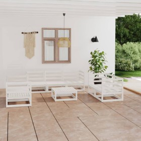 8-teiliges Garten-Lounge-Set aus weißem massivem Kiefernholz von vidaXL, Gartensets - Ref: Foro24-3075455, Preis: 364,99 €, R...