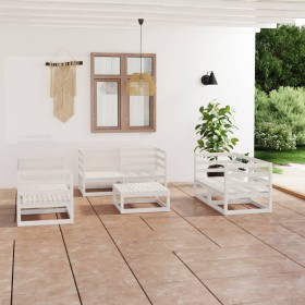 7-piece white solid pine wood garden lounge set by vidaXL, Garden sets - Ref: Foro24-3075445, Price: 338,38 €, Discount: %