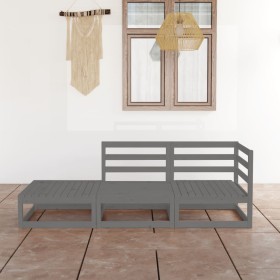 Garden furniture 3 pieces gray solid pine wood by vidaXL, Garden sets - Ref: Foro24-3075471, Price: 128,82 €, Discount: %