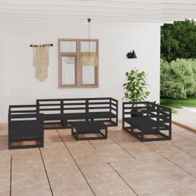 Garden furniture set 8 pieces black solid pine wood by vidaXL, Garden sets - Ref: Foro24-3075458, Price: 458,99 €, Discount: %